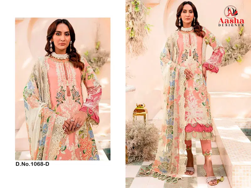  Needle Wonder Aasha Vol 7 A To D Chiffon Dupatta Pakistani Salwar Suits